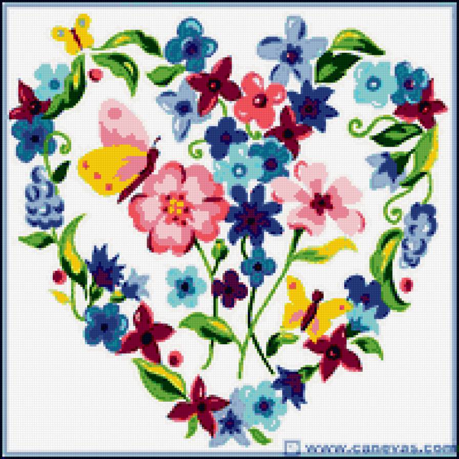 сердце - цветы, сердце, бабочки - предпросмотр