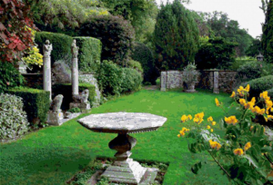 столик в саду - сад - предпросмотр