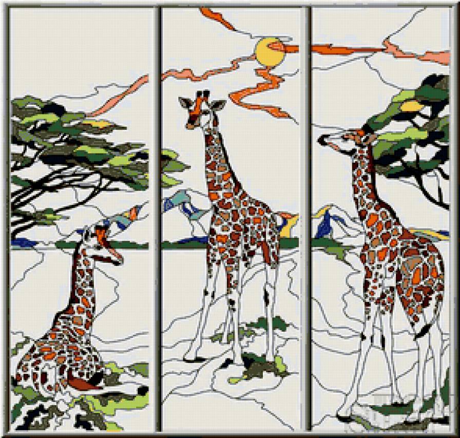 жирафы - саванна, животные - предпросмотр