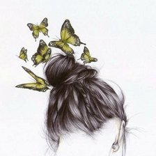 Оригинал схемы вышивки «Девушка с бабочками» (№294531)