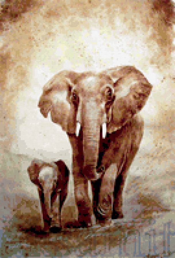 Слон - коричневые тона, животное - предпросмотр