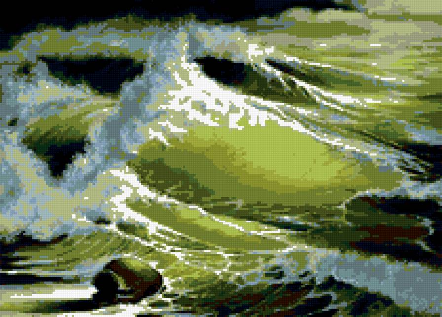 Бушующий берег. - песок, брызги, берег, море, кувшин, волна - предпросмотр