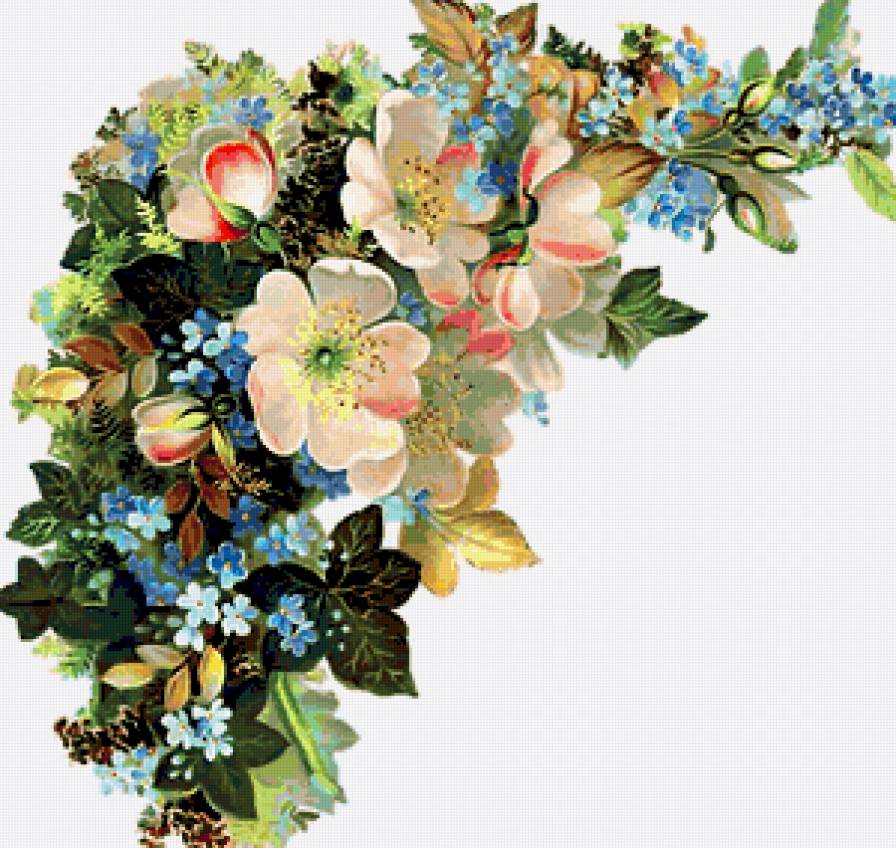 сюжет для подушки - цветы - предпросмотр