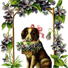 Схема вышивки «собака с корзиной»