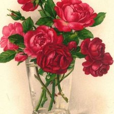 Оригинал схемы вышивки «розы в вазе» (№295339)