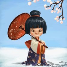 Схема вышивки «Маленькая японка»