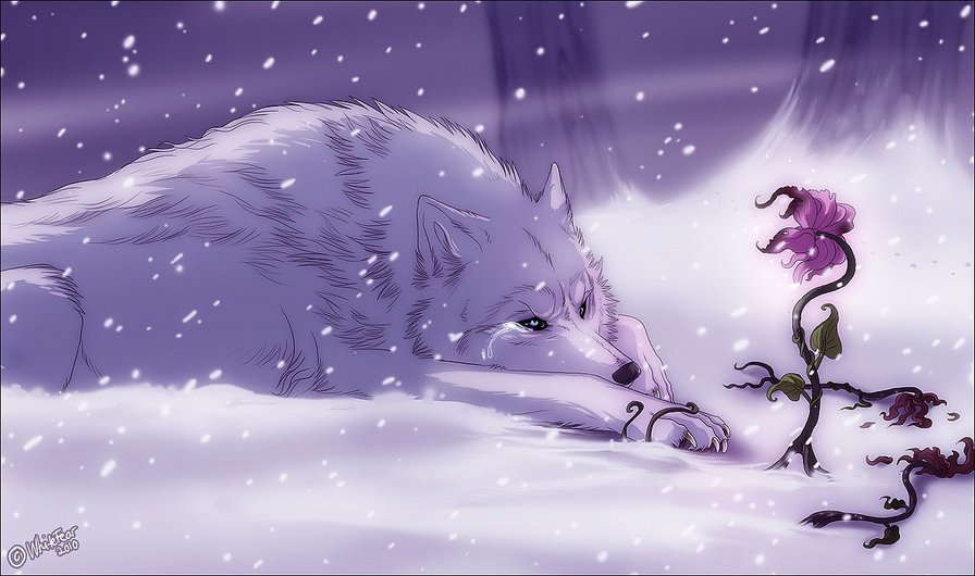 киба - волки, цветы - оригинал