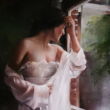 Схема вышивки «Девушка у окна»