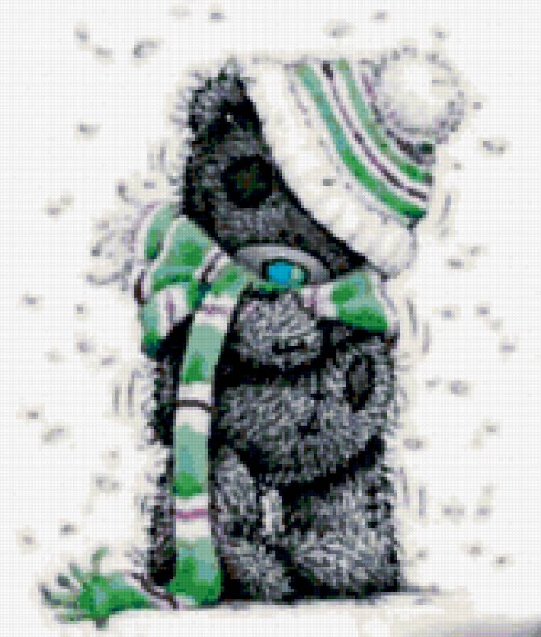 Мишка тедди шарфик зеленый - мишки, медведь, мишка тедди - предпросмотр