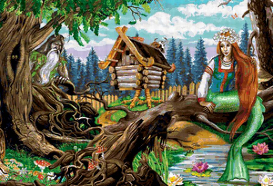 Сказка - избушка, кащей, русалка - предпросмотр