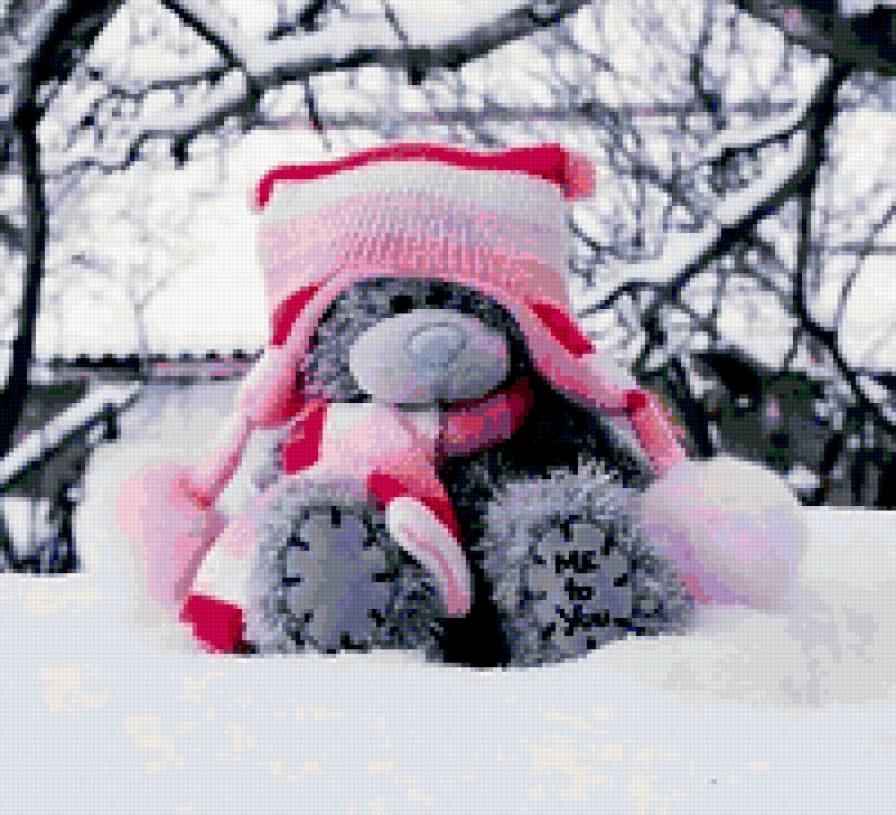 Мишка тедди в розовой шапочке - мишка тедди, мишки, медведь - предпросмотр