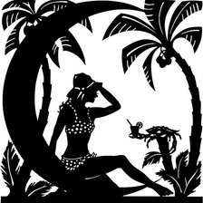 Оригинал схемы вышивки «Женщина на пляже. Монохром» (№297211)