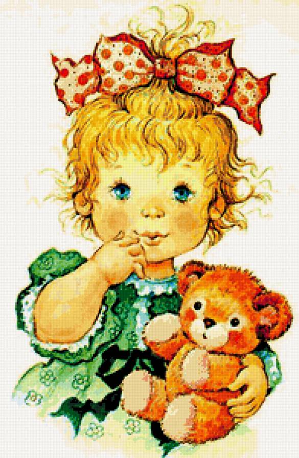 Девочка с мишкой - малыши, дети, игрушки, деткам, медвежата, детки, мишка, девочка - предпросмотр