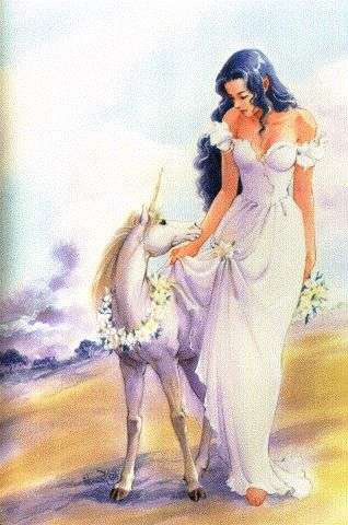 сказка - девушка, единорог - оригинал