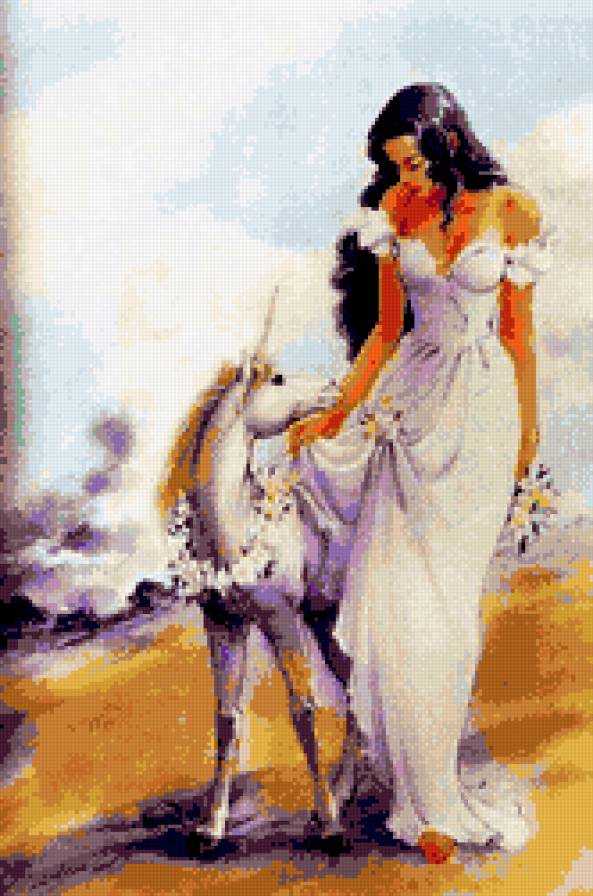 сказка - единорог, девушка - предпросмотр