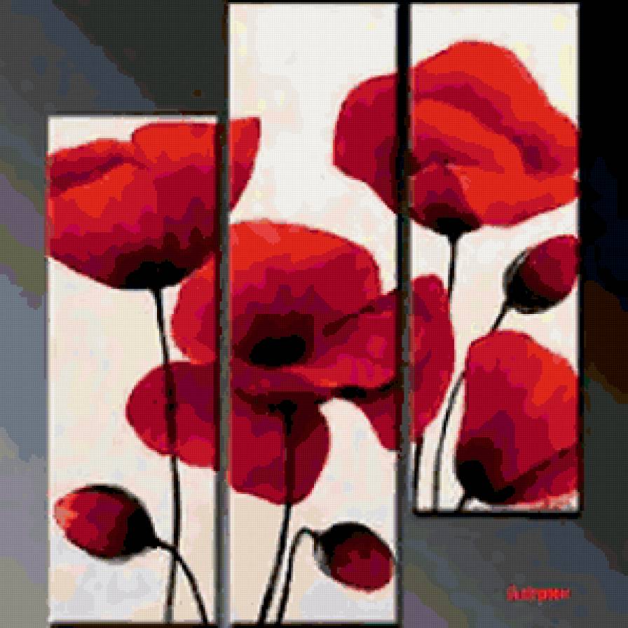 Триптих "Маки" - маки, цветы - предпросмотр