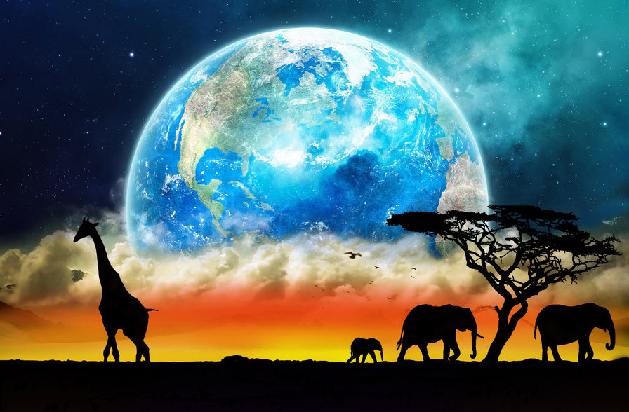 планета, закат - закат, планета - оригинал