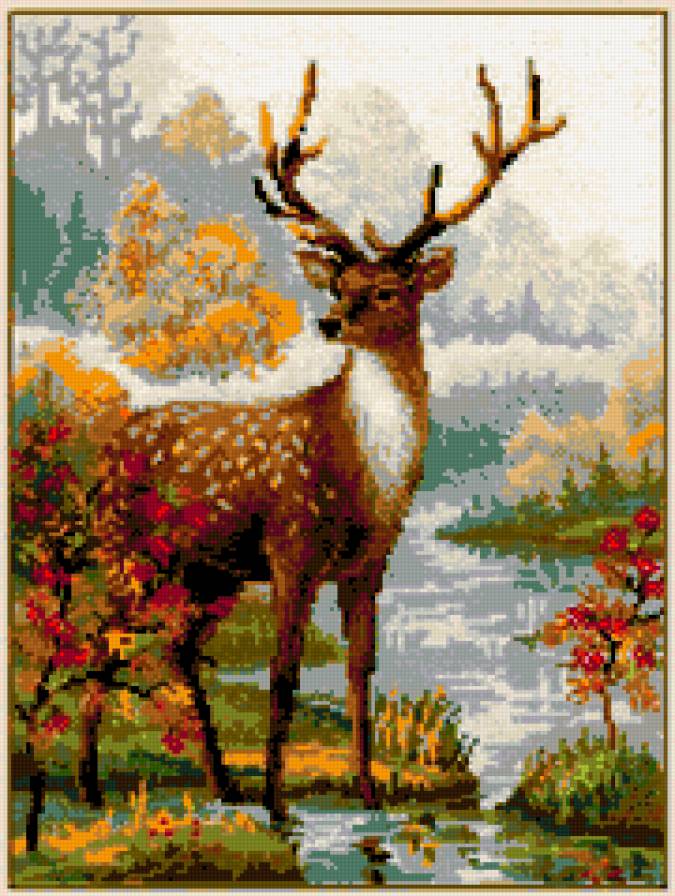 Олень в осеннем лесу - осень, олень, природа, животные - предпросмотр