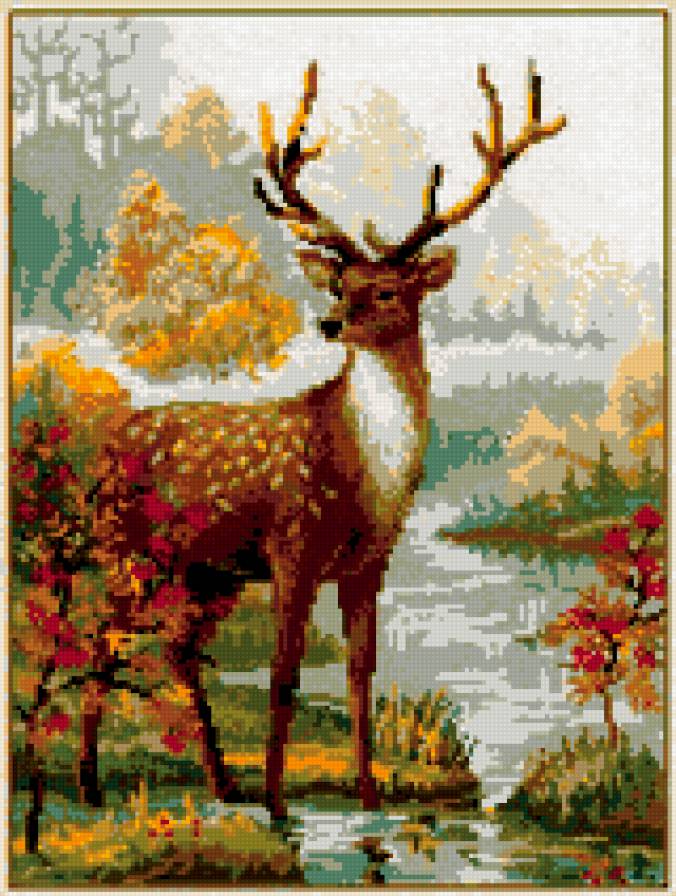 Олень в осеннем лесу - пророда, лес, животные, осень, олень - предпросмотр