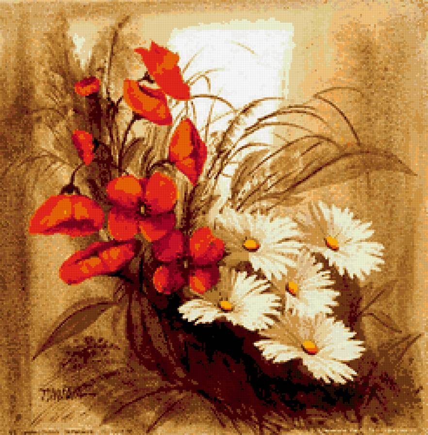 цветочная подушка - подушка, цветы - предпросмотр