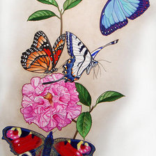 Оригинал схемы вышивки «бабочка цветы» (№298355)