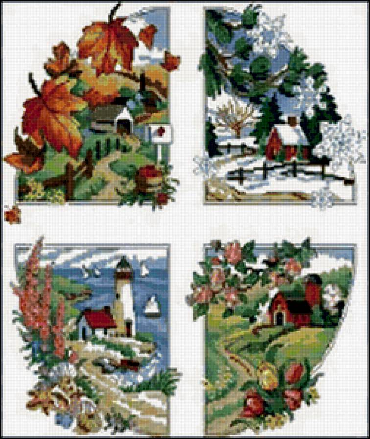 ПОЛИПТИХ " Времена года" - триптих, природа, диптих, времена года - предпросмотр