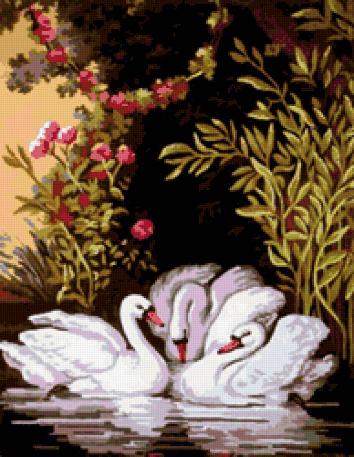 три лебедя - лебедь, лебеди - предпросмотр