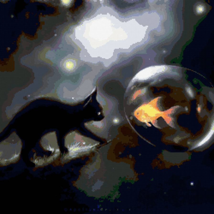 Кошка с рыбкой - рыбка, домашние животные, кошка - предпросмотр