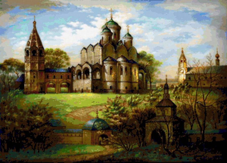 ХРАМ - природа, собор, религия, храм, пейзаж, церковь, картина - предпросмотр