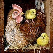 Схема вышивки «Наседка с цыплятами»