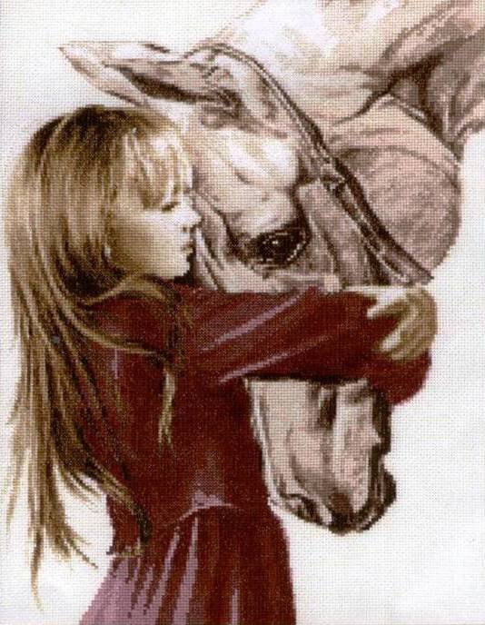 Девочка с лошадью - дети. лошади. животные - оригинал
