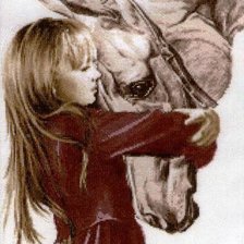 Оригинал схемы вышивки «Девочка с лошадью» (№298848)