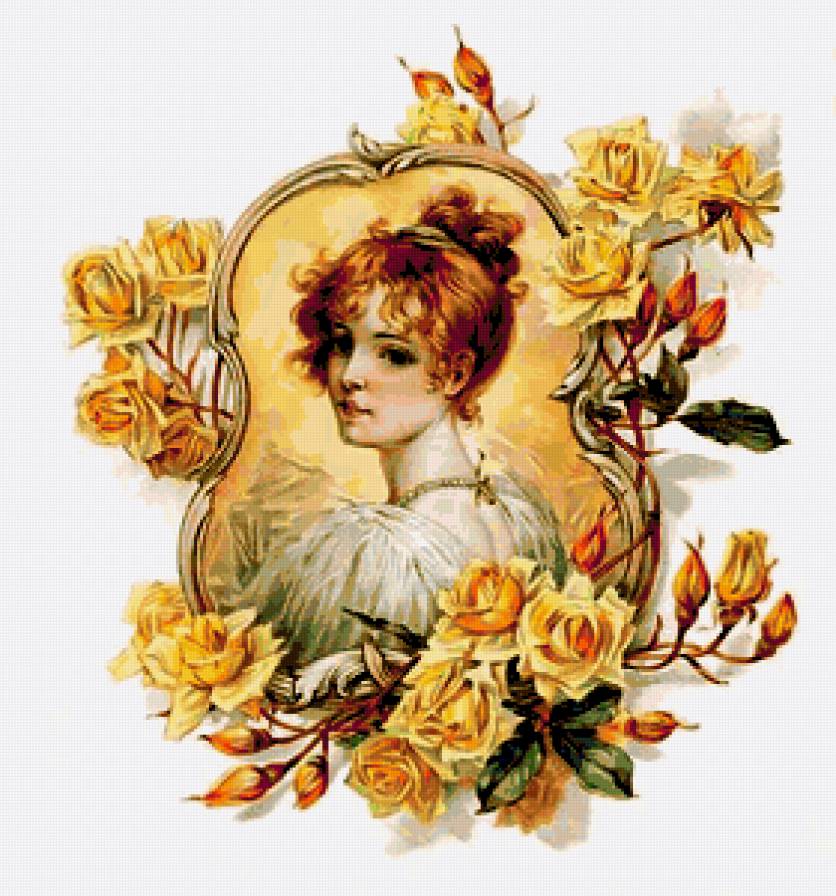 Женщины и цветы - женский портрет, ретро, цветы, незнакомка, женщина, розы - предпросмотр