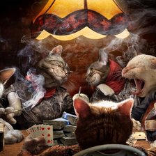 Оригинал схемы вышивки «Cats in poker.» (№299034)