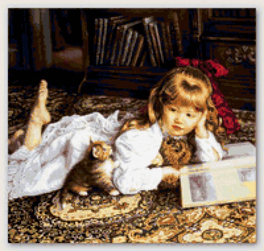 Дружба 2 - девочка, котенок - предпросмотр