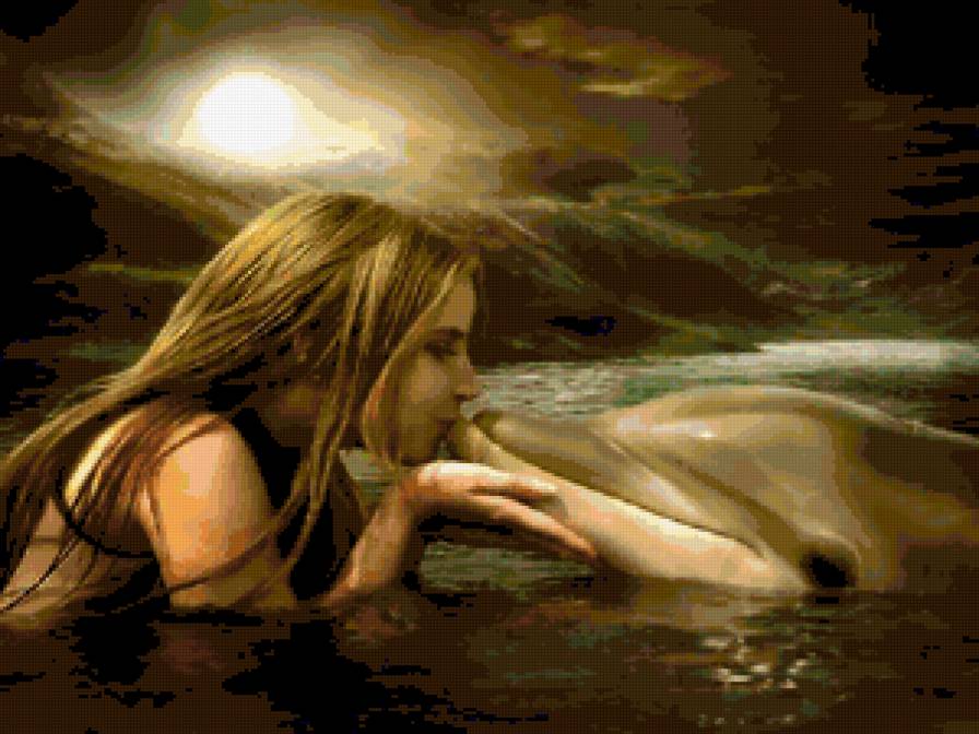 девушка с дельфином - предпросмотр
