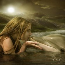 девушка с дельфином