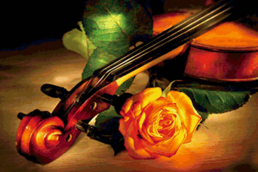 №299492 - скрипка, роза, картина, цветок, музыка - предпросмотр