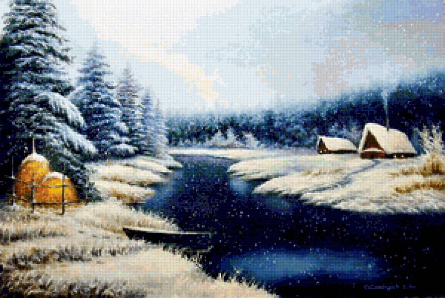 зимушка - природа, пейзаж, зима, деревня - предпросмотр