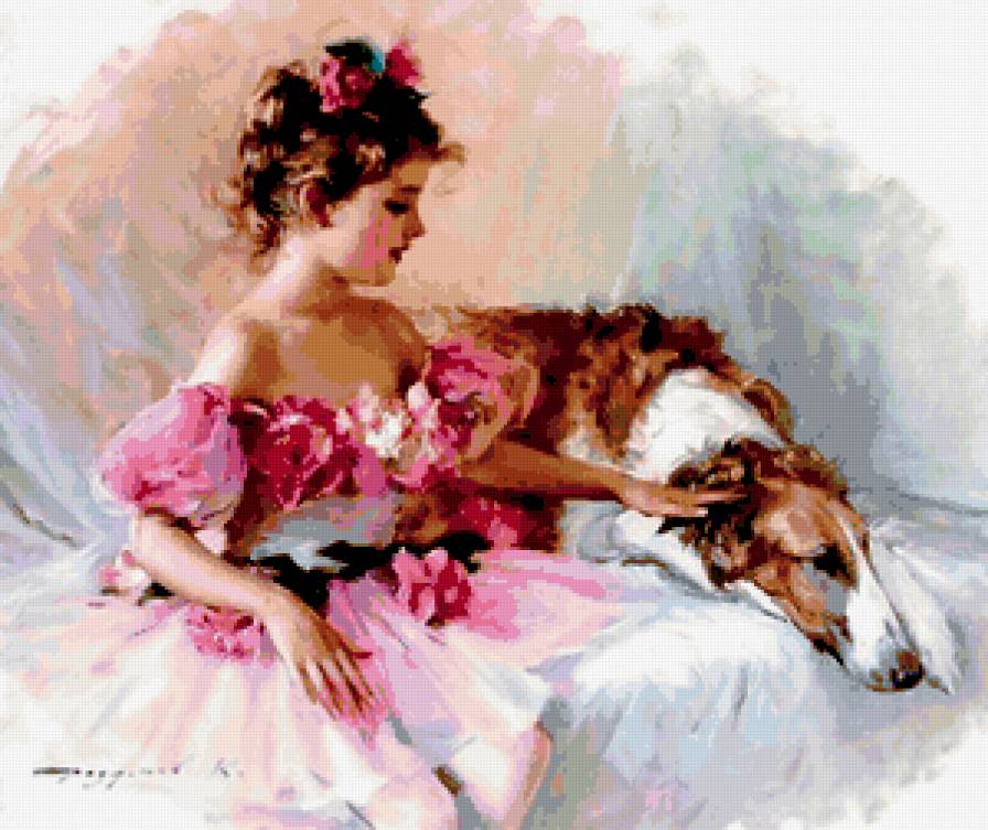 картина - собака, девушка - предпросмотр