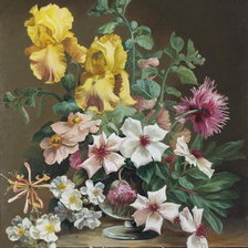 букет с желтыми ирисами