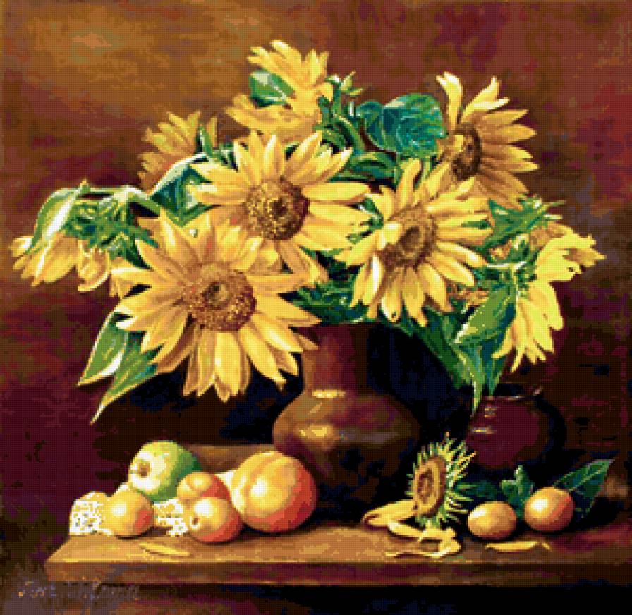 подсолнухи в вазе - предпросмотр
