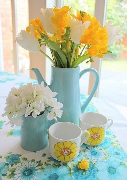 Цветочный мотив - чашка, натюрморт, цветы - оригинал