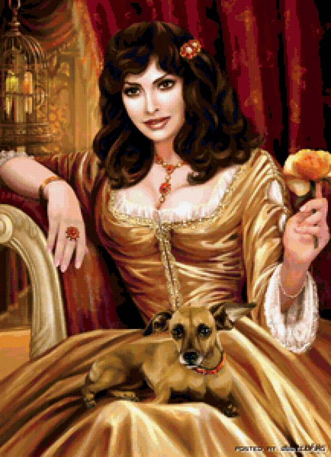 №300633 - картина, собаки, девочка, игра - предпросмотр