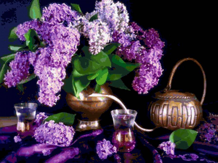 Сирень - сирень, цветы, картина, натюрморт - предпросмотр