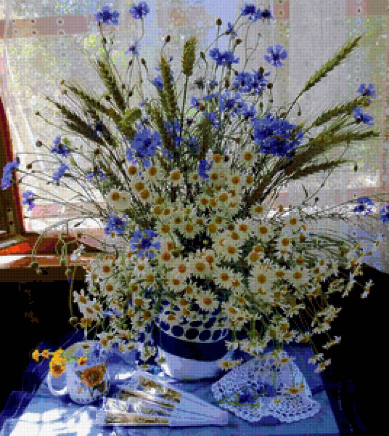 Полевой букет - ромашки, цветы, картина, букет - предпросмотр