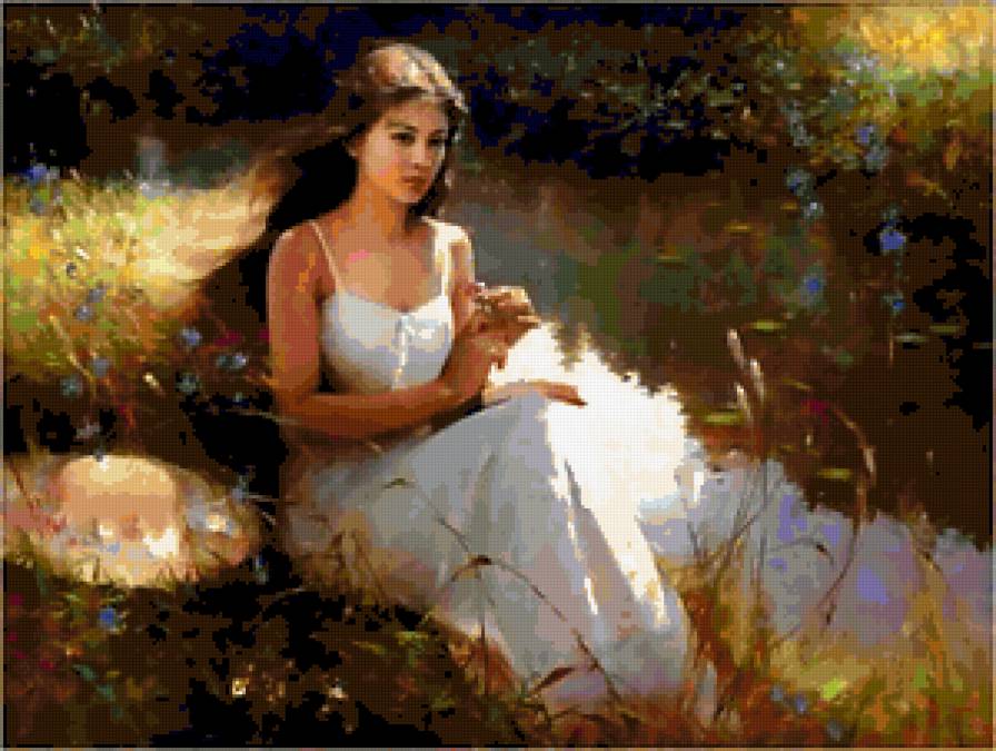 Отдых у реки - поле, природа, отдых, река, девушки - предпросмотр