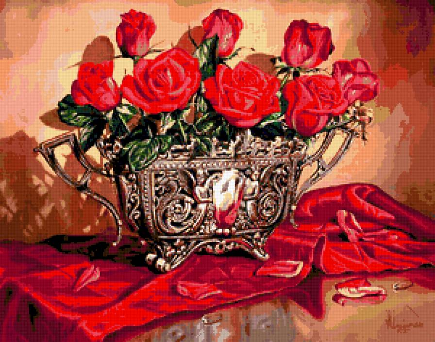 №301021 - картина, розы, натюрморт, цветы - предпросмотр