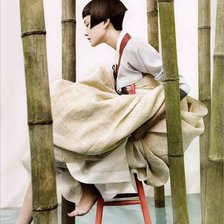 Оригинал схемы вышивки «девушка на фоне бамбука» (№301136)
