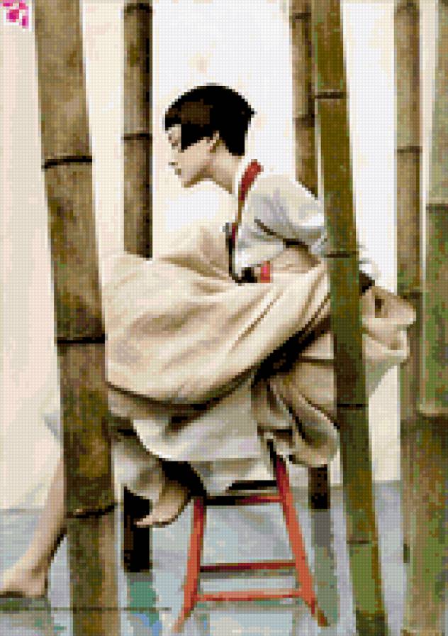 девушка на фоне бамбука - картинка - предпросмотр